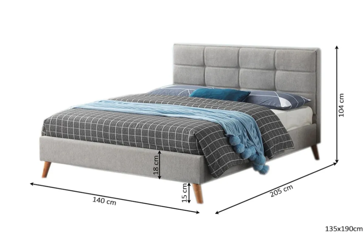 Grey Double Bed Frame – Stylish & Comfortable - Image 4