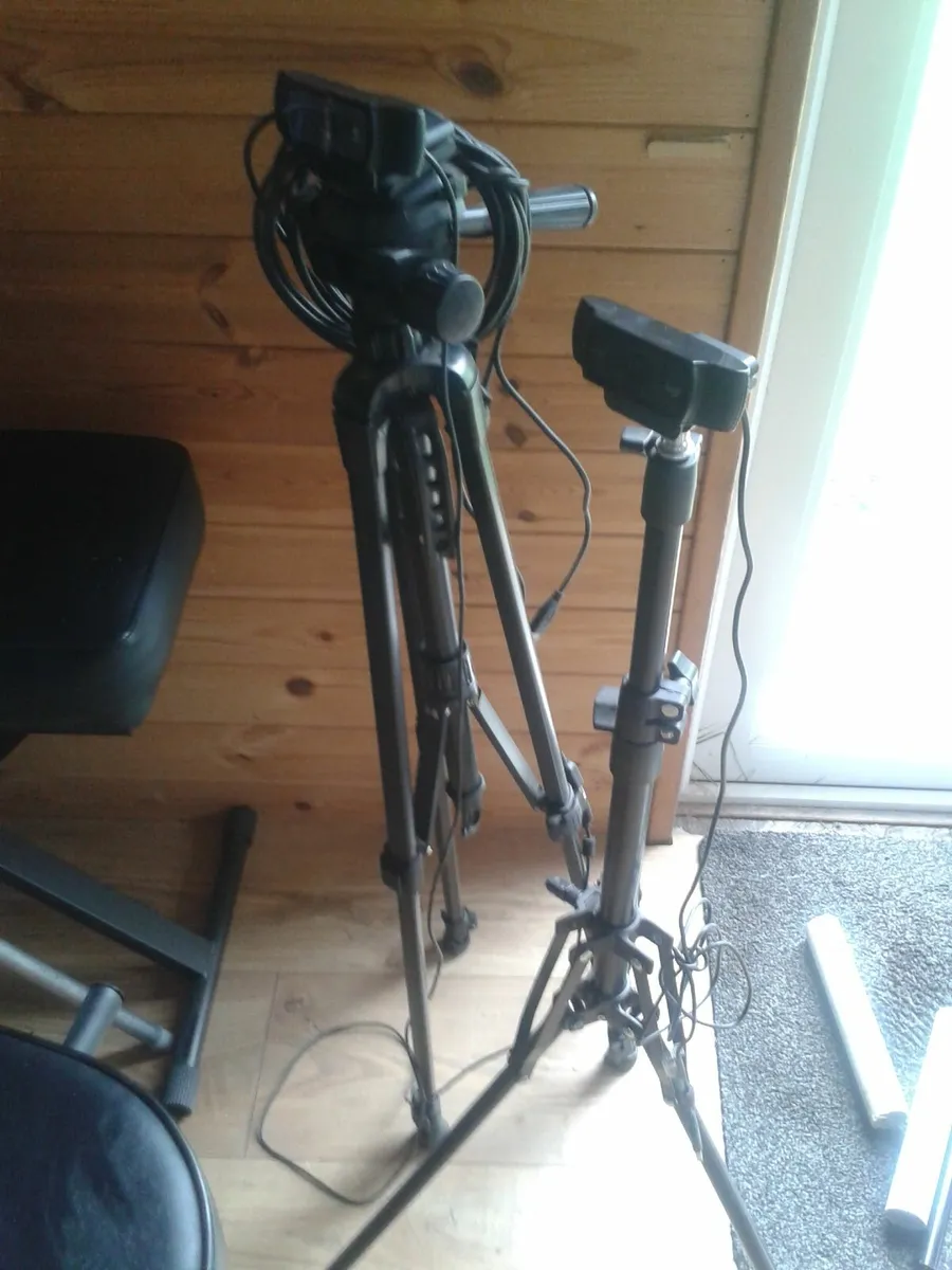 Logitech Cameras pair with stands and cables - Image 1