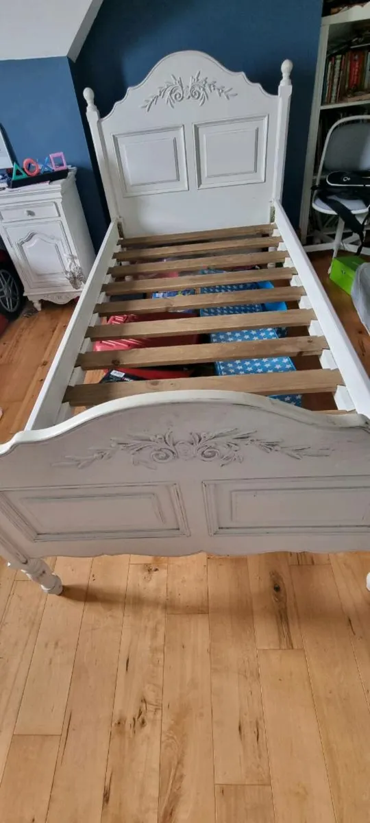 Solid White Wood Bed - Single - Image 1