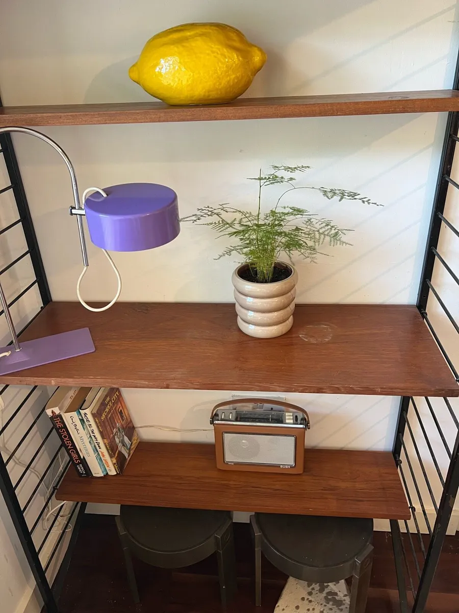 Mid century ladderax with 3 shelves and a cabinet - Image 2