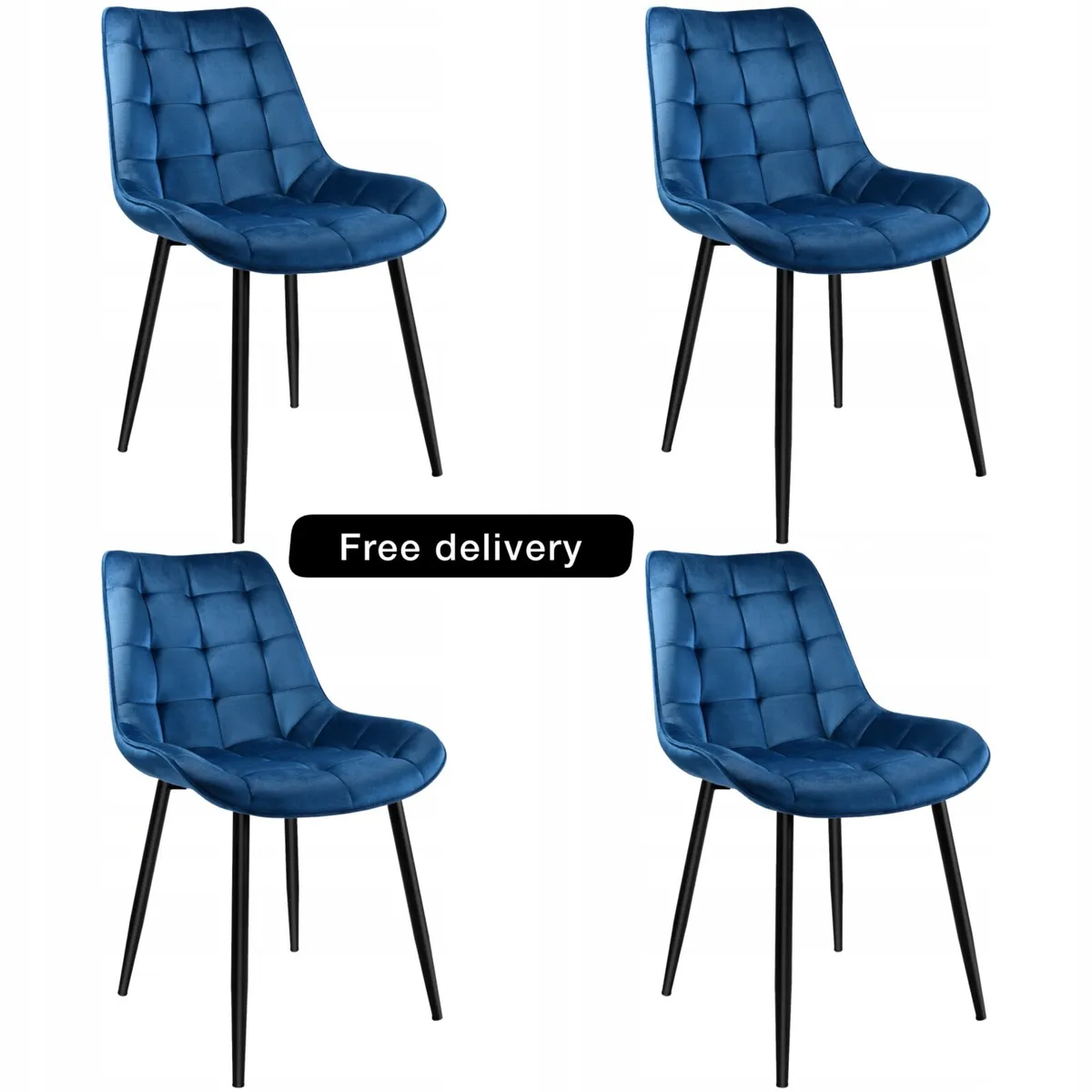 Set Of 4 Dining Room Chair Modern Velour Velvet Qu - Image 1