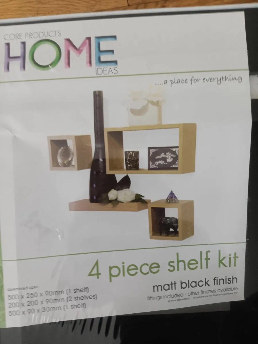 Black 4 Piece Modern Shelf kit - Image 2