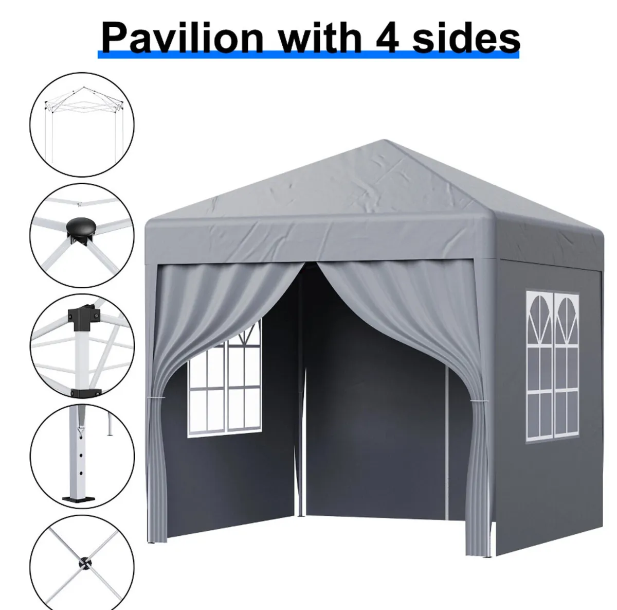 2x2m Metre Pop Up Marquee Gazebo Grey NEW - Image 1