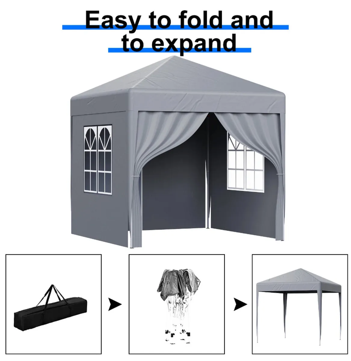 2x2m Metre Pop Up Marquee Gazebo Grey NEW - Image 2