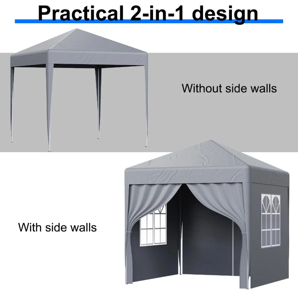 2x2m Metre Pop Up Marquee Gazebo Grey NEW - Image 3