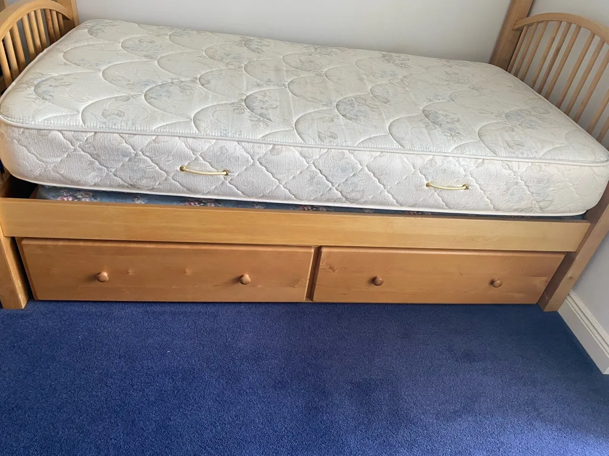 2 Solid Wood Single Beds, 1Trundle & Storage. - Image 4