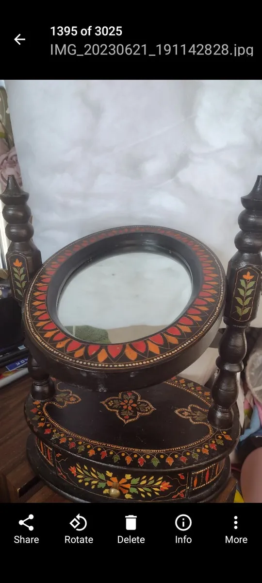 Handmade handpainted Moroccan mirror on stand - Image 2