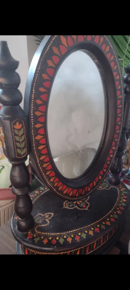 Handmade handpainted Moroccan mirror on stand - Image 1