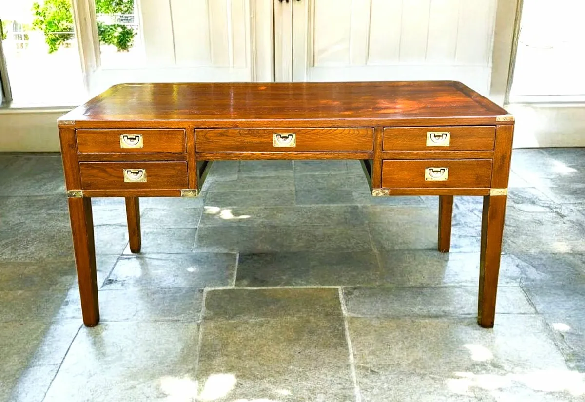 Vintage Oak Campaign Desk - Image 1