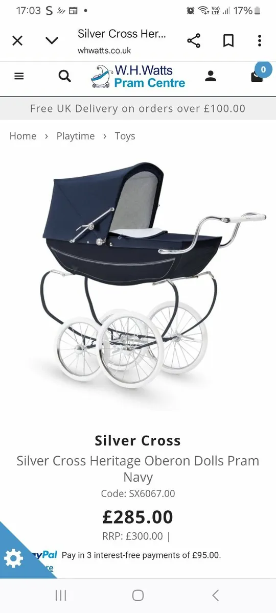 Silver Cross Dolls Pram - Image 1