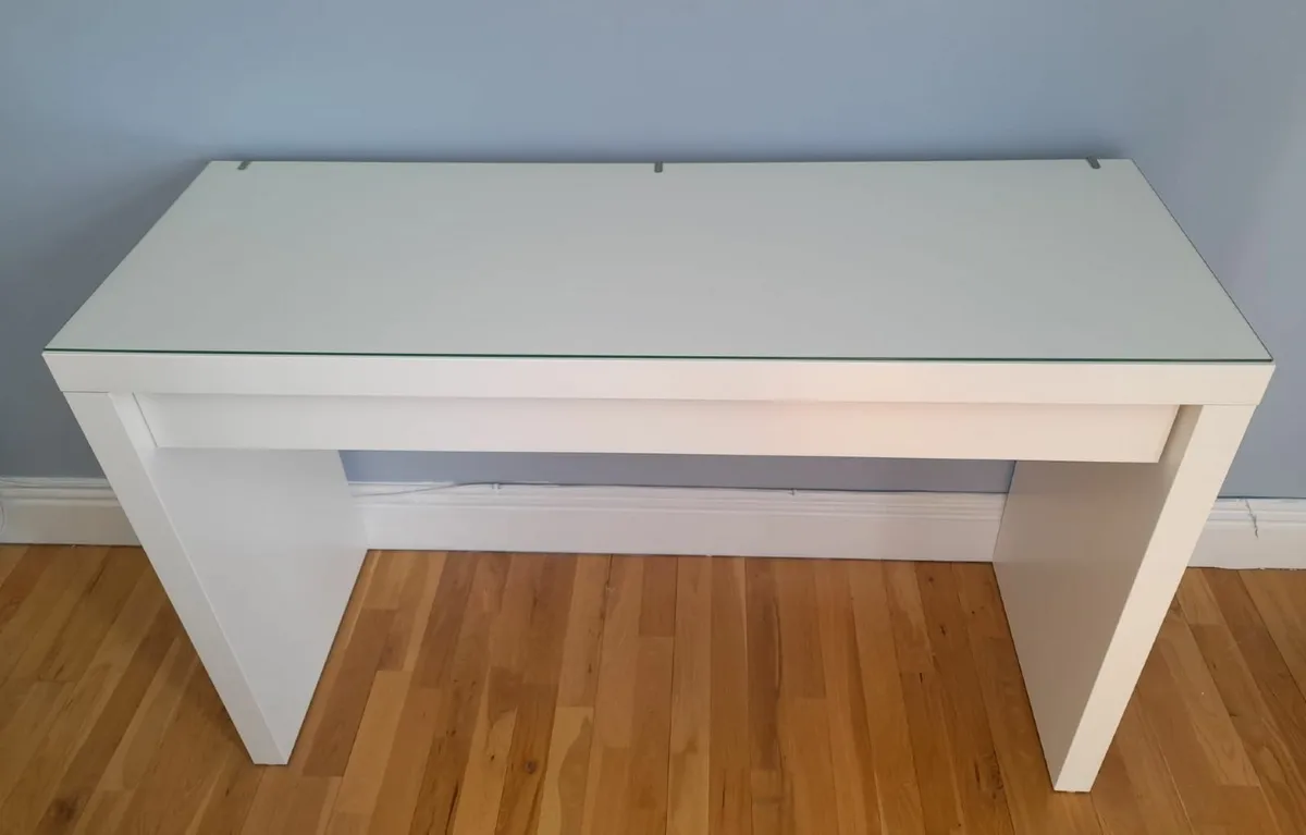 White Malm Dressing Table with Brand New Mirror - Image 2