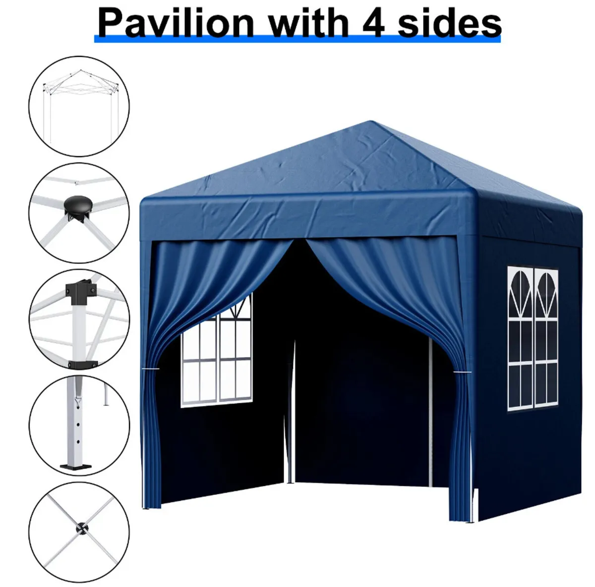 2x2m Metre Pop Up Marquee Gazebo with 4 Sides - Image 3