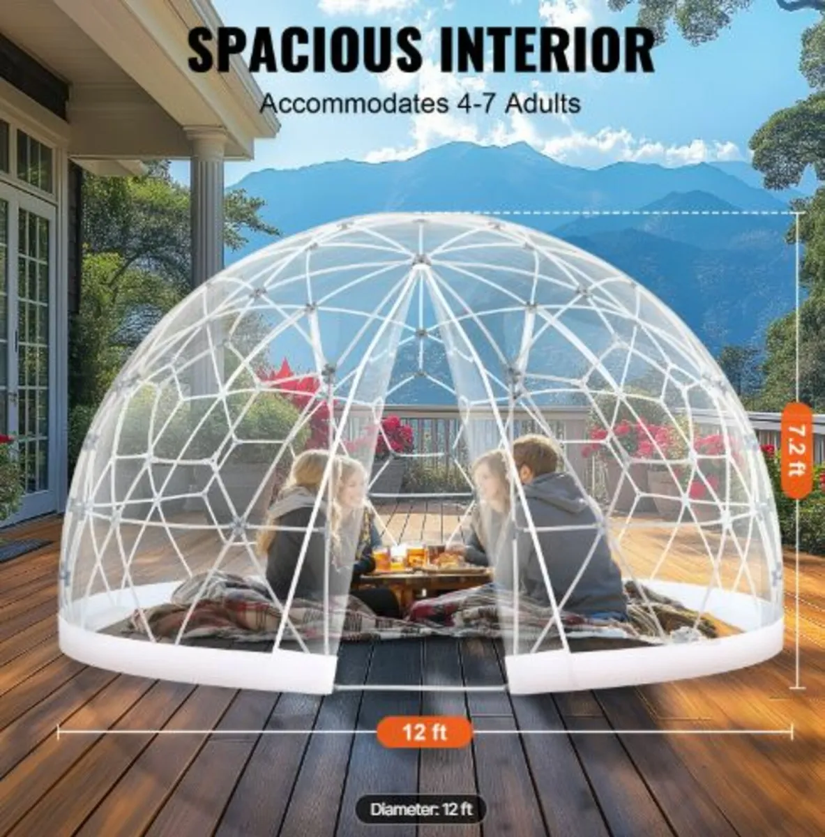R 12FT Dome Bubble Tent Outdoor House Camping - Image 2