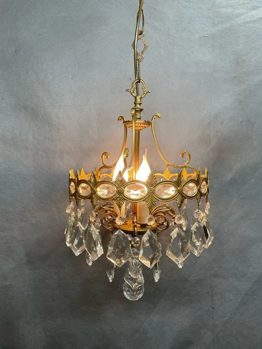 Fabulous French Antique Brass & Crystal Chandelier - Image 1