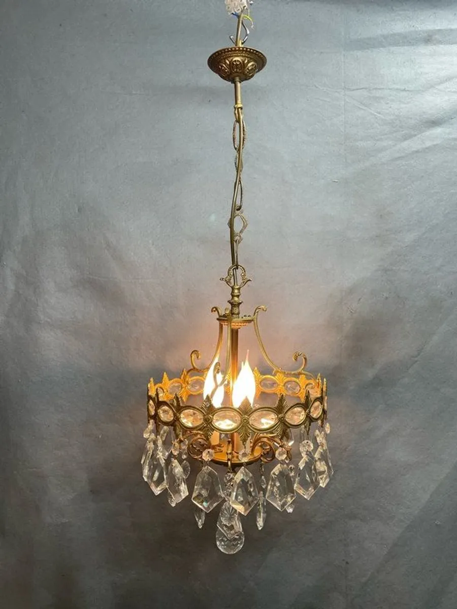 Fabulous French Antique Brass & Crystal Chandelier - Image 3