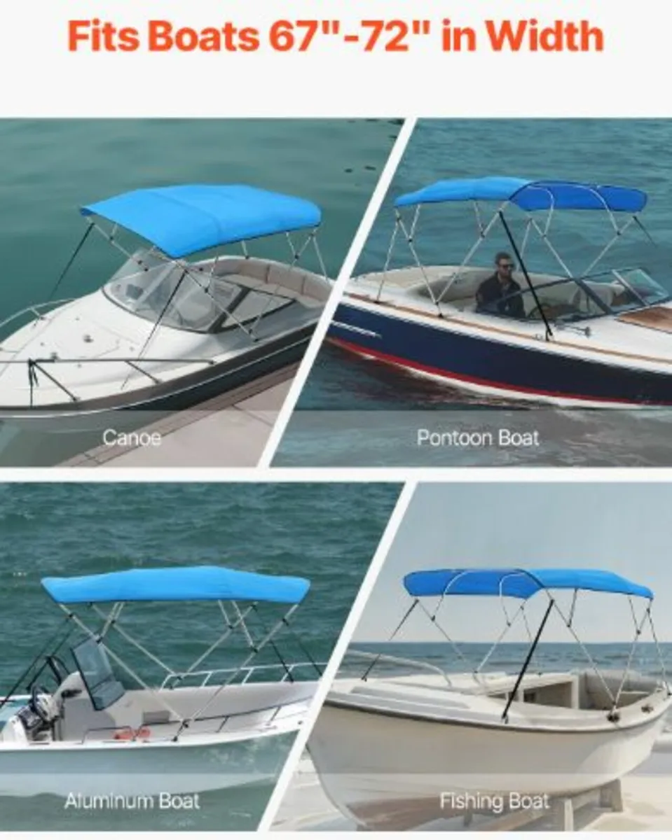 4 Bow Boat Bimini Tops 96"Lx(67"-72")W x 54"H - Image 4