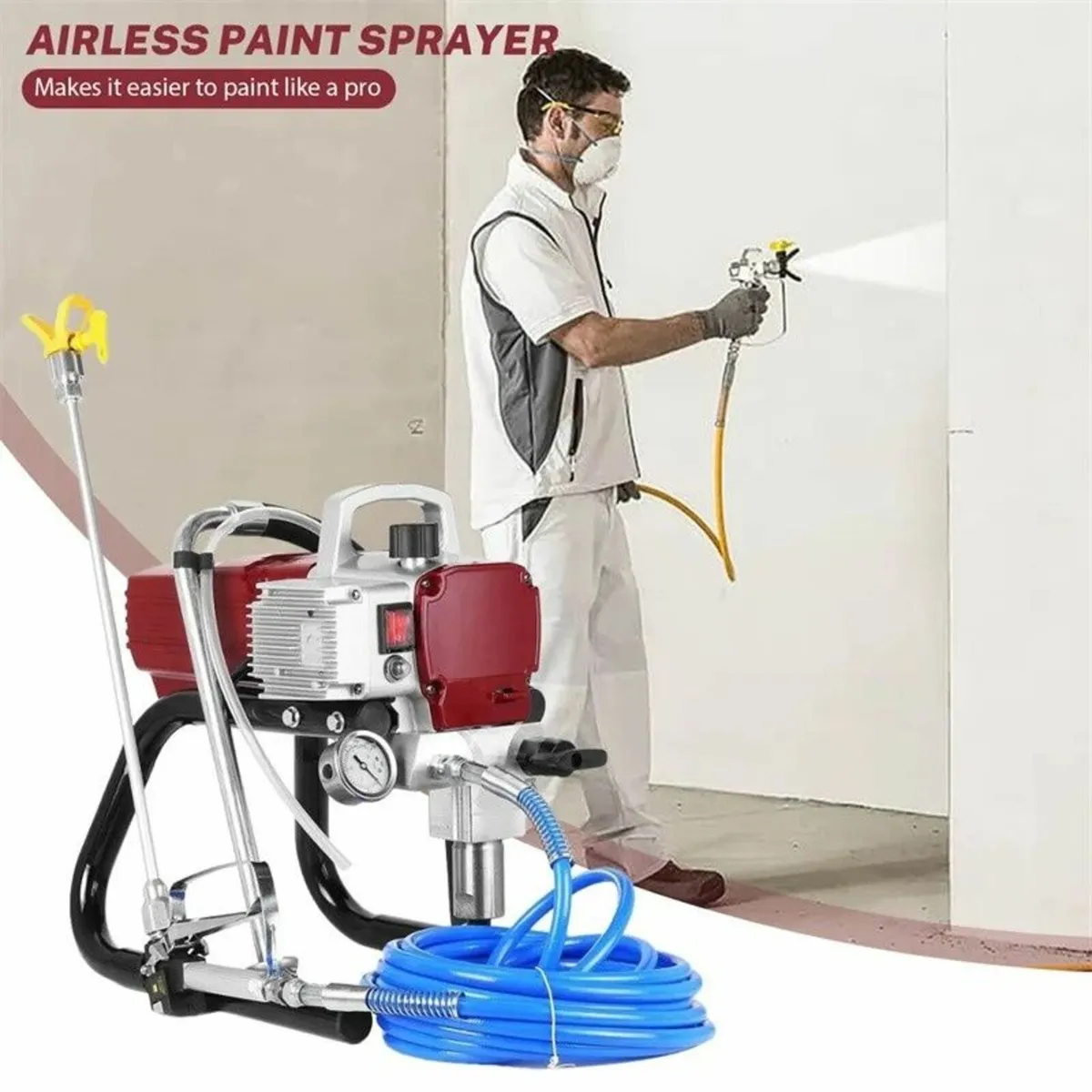 High-Pressure Airless Paint Sprayer Machine - Red - Image 3