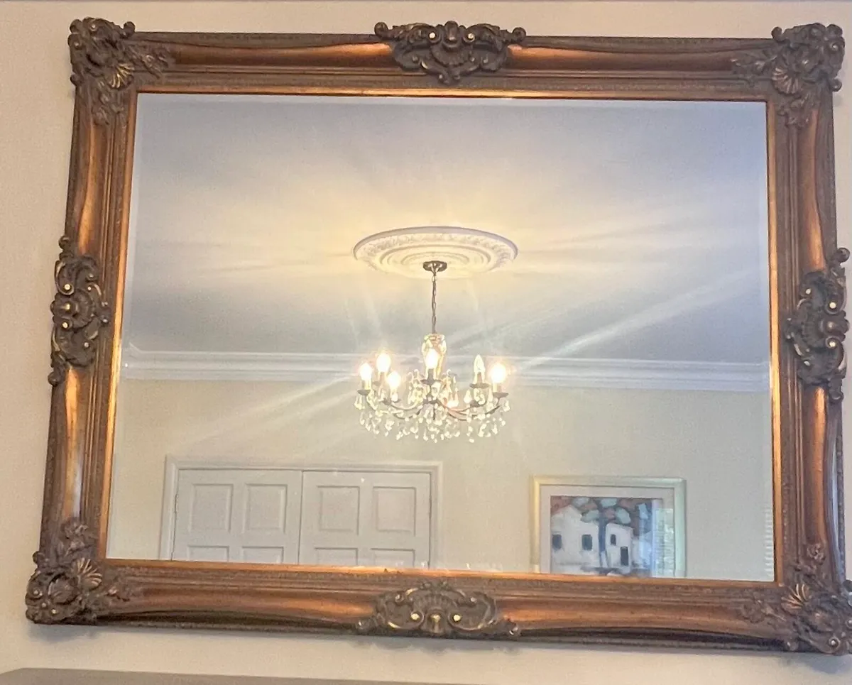 Large Antique Style Ornate Over Mantle Mirror