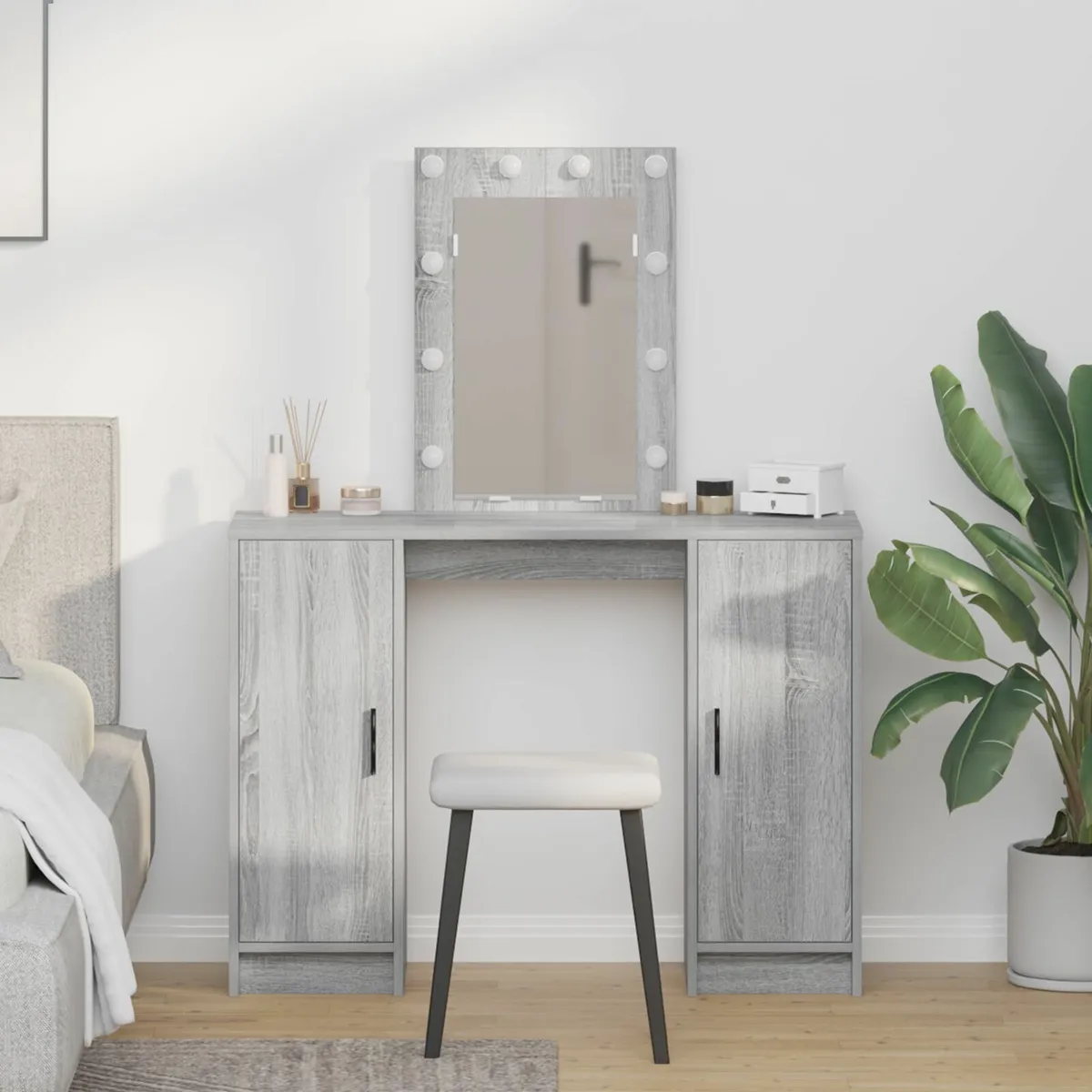 [Free P&P] New Grey Vanity Makeup Table & Mirror L - Image 1
