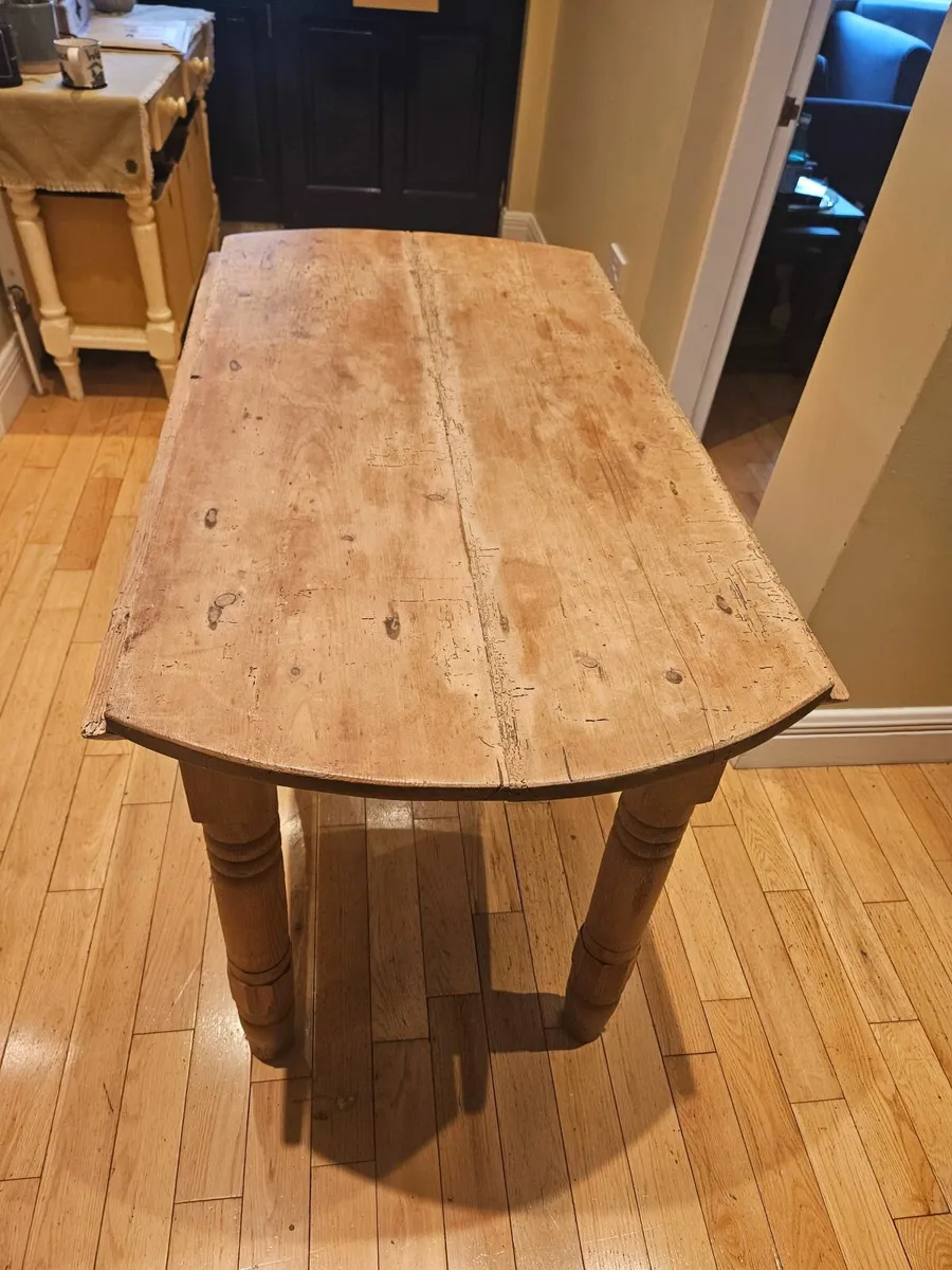 Antique drop leaf pine table - Image 2