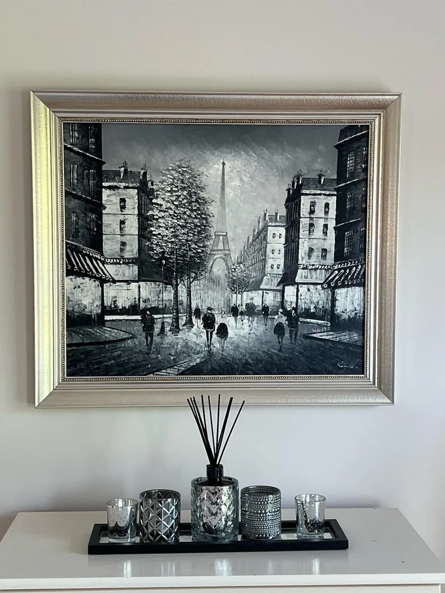 Framed Oil Painting on Canvas, Parisian Scene