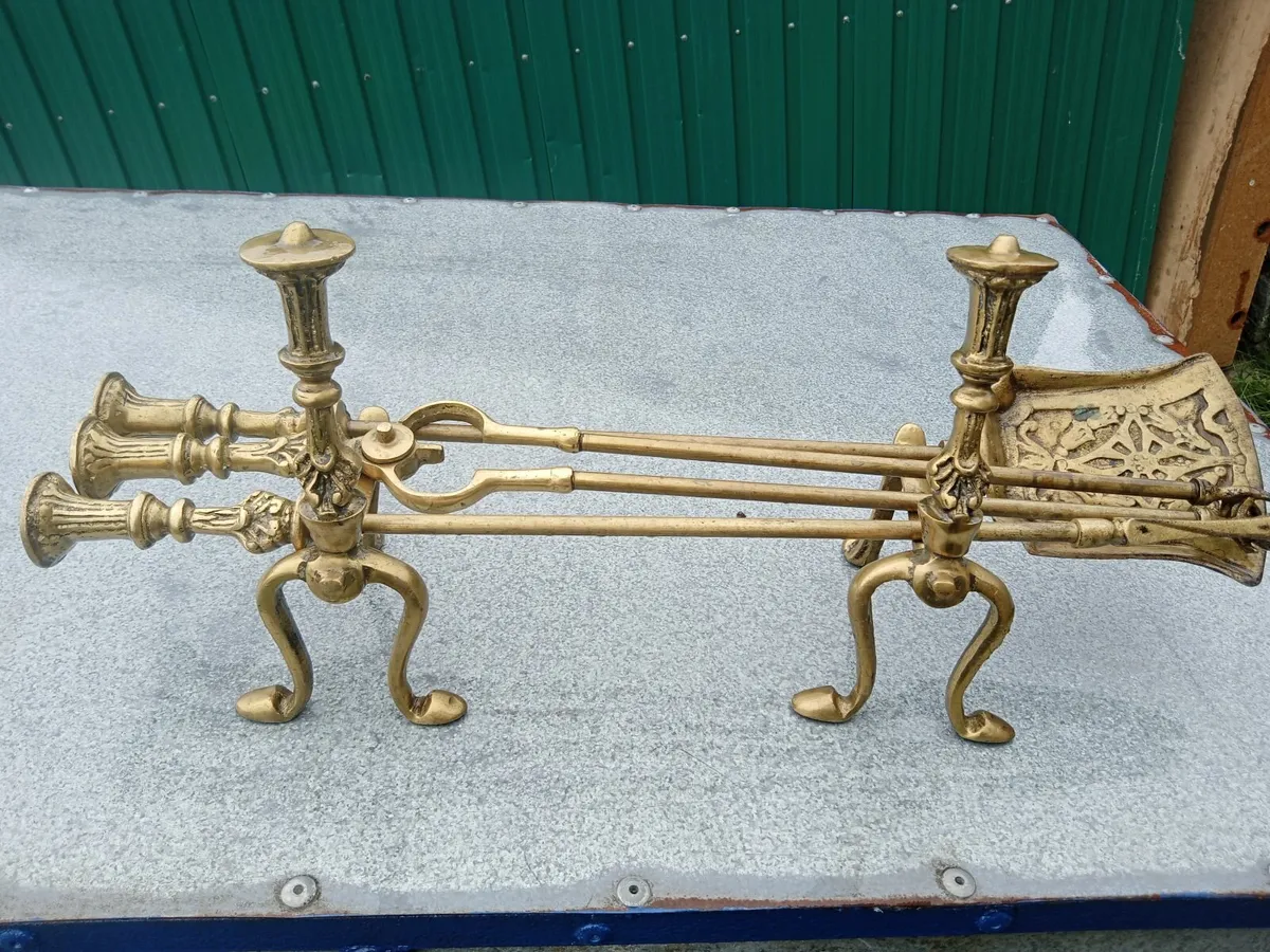 Brass vintage fire set
