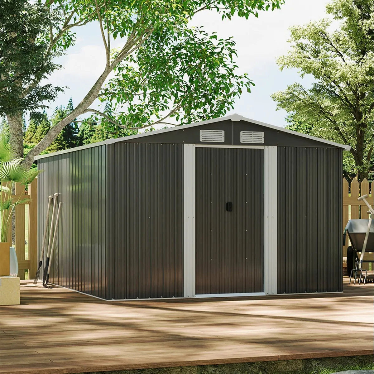 [Free P&P] New Garden Storage Shed Grey Metal - Image 1