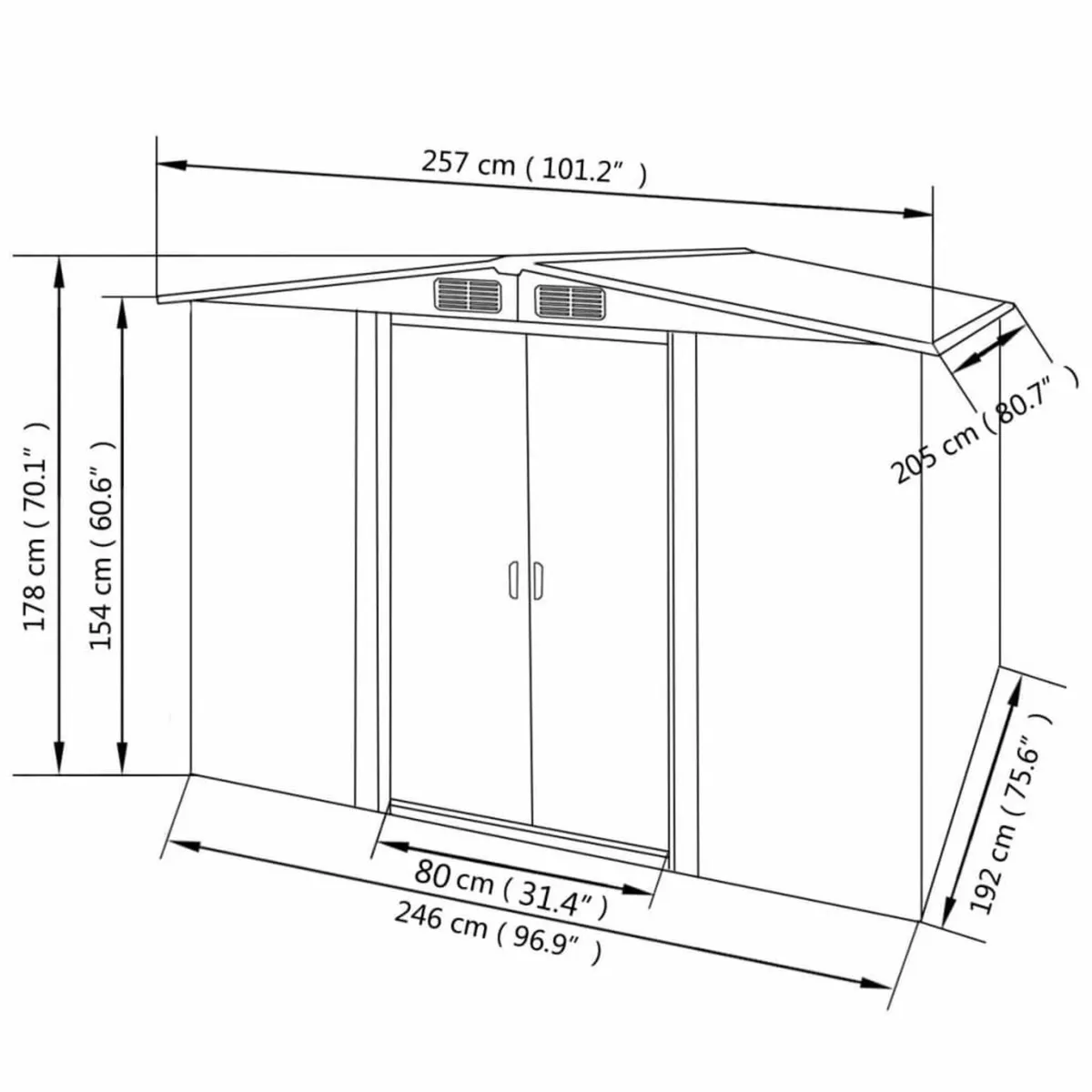 [Free P&P] New Garden Storage Shed Grey Metal - Image 4