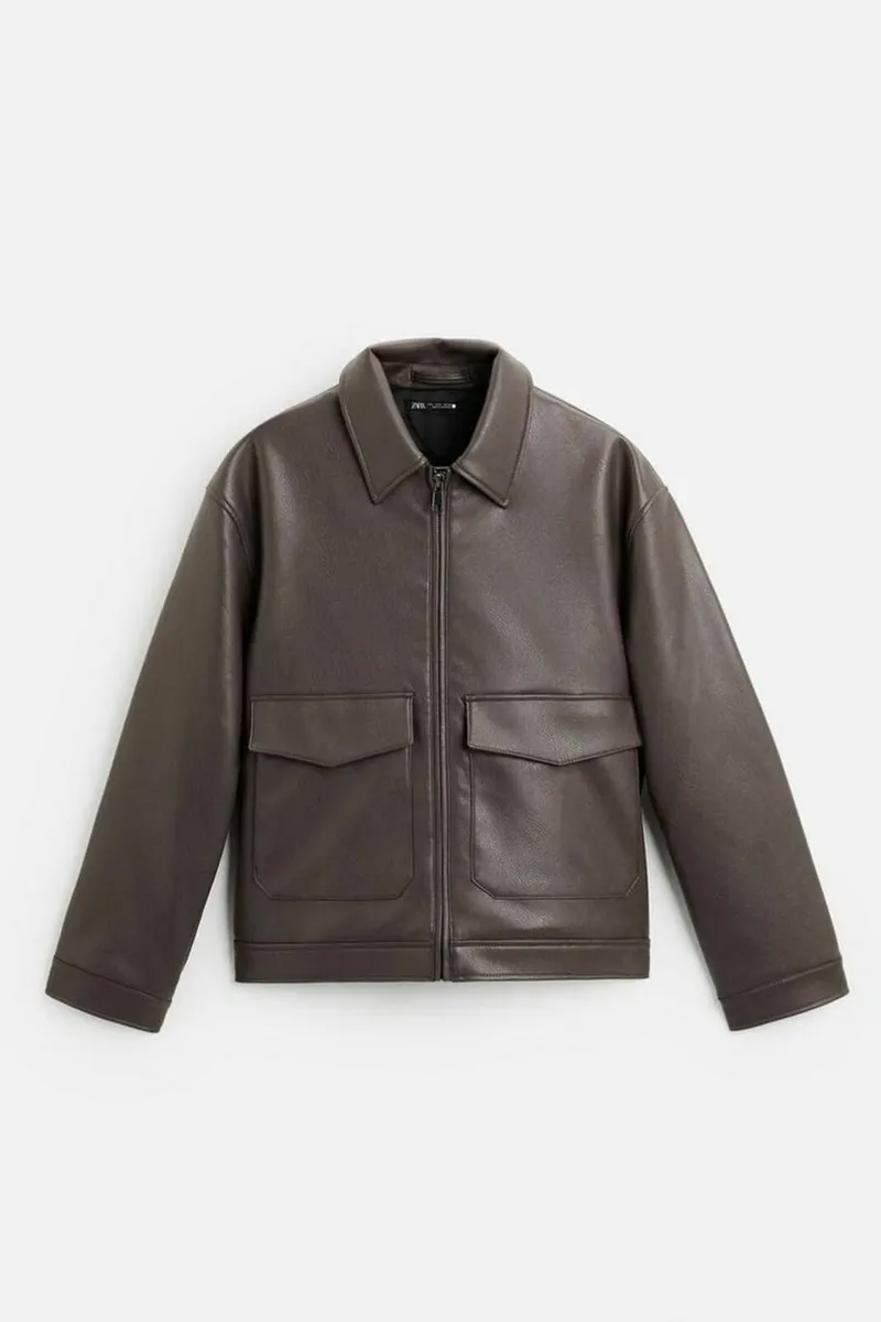New tagged Zara Leather Effect Jacket - Image 1