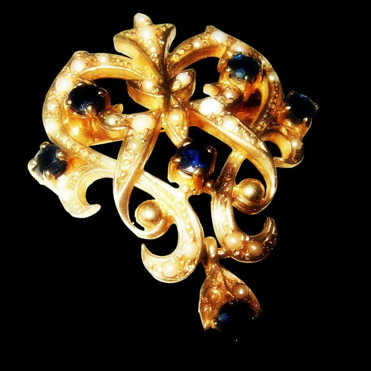 Vintage 9ct Gold/Sapphire and Pearl Pendant - Image 2
