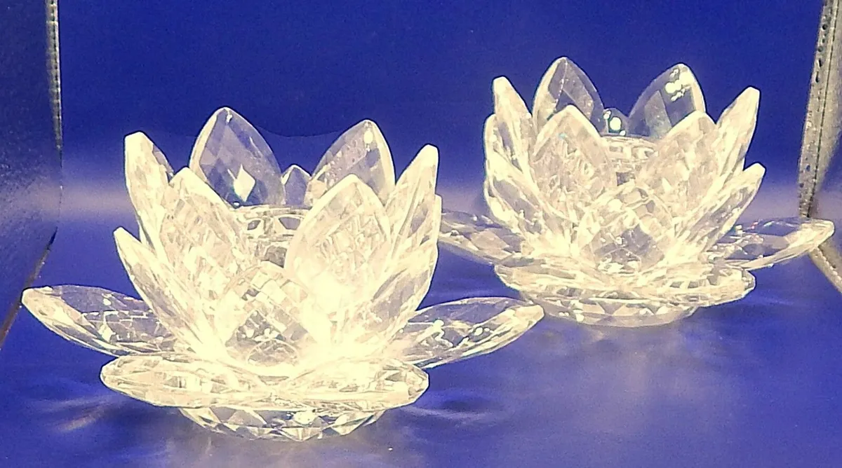 2 Cashel Living Crystal Lotus Flower Candleholders - Image 2
