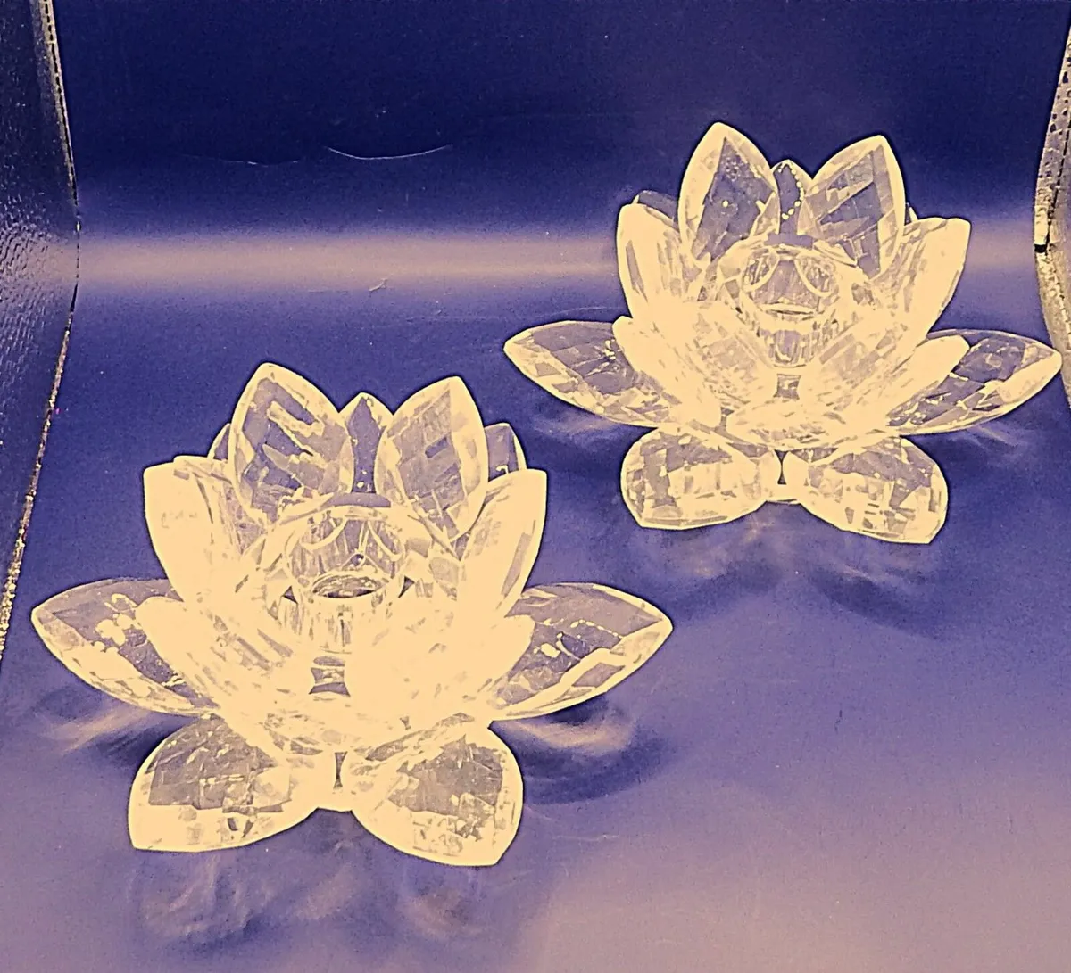 2 Cashel Living Crystal Lotus Flower Candleholders - Image 4