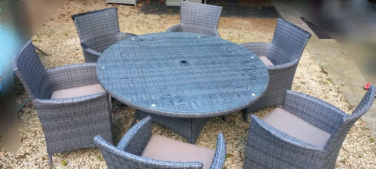 Outdoor 6 Seater Rattan Furniture Set + Table - Image 1