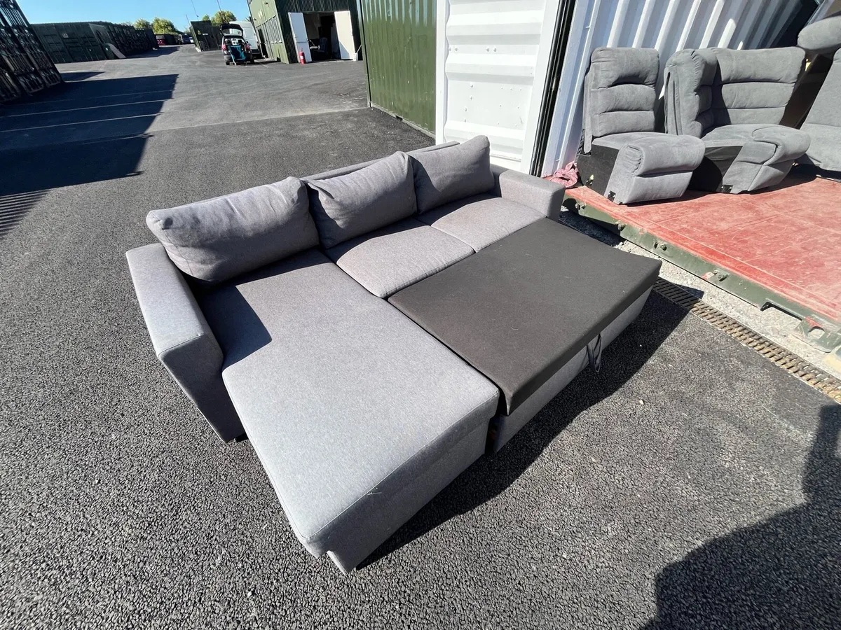 Grey corner sofa bed couch furniture - Image 1