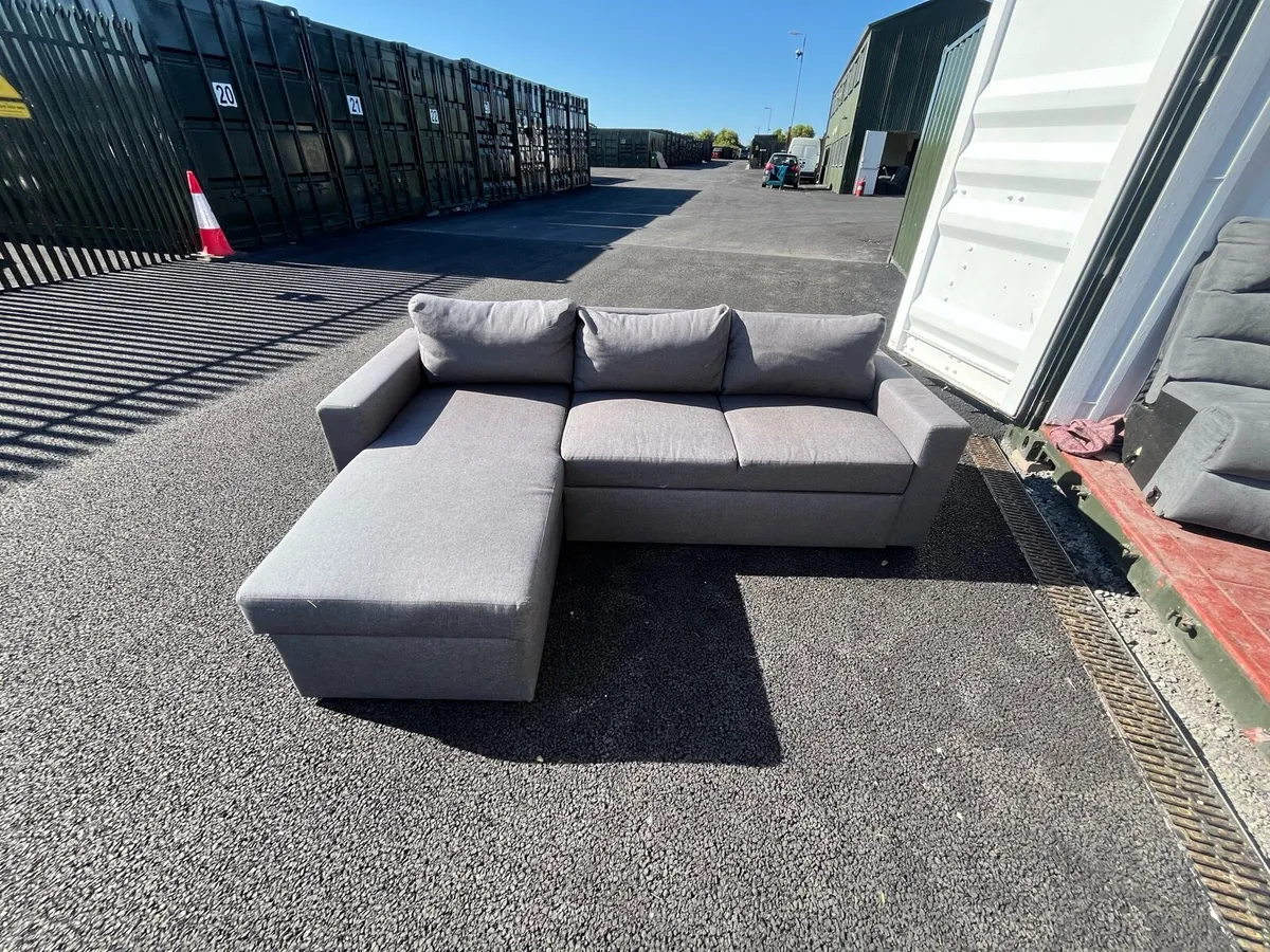 Grey corner sofa bed couch furniture - Image 3