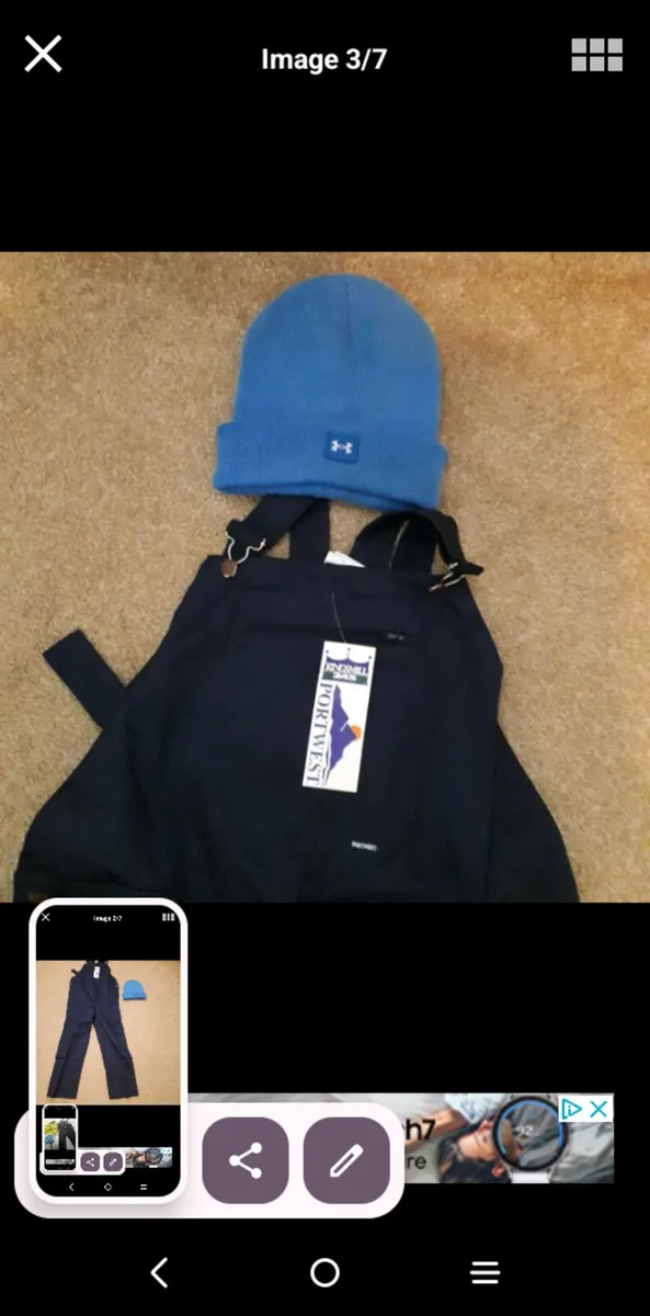 NEW  LARGE. OVERALLS. AND. THERMAL. HAT - Image 2