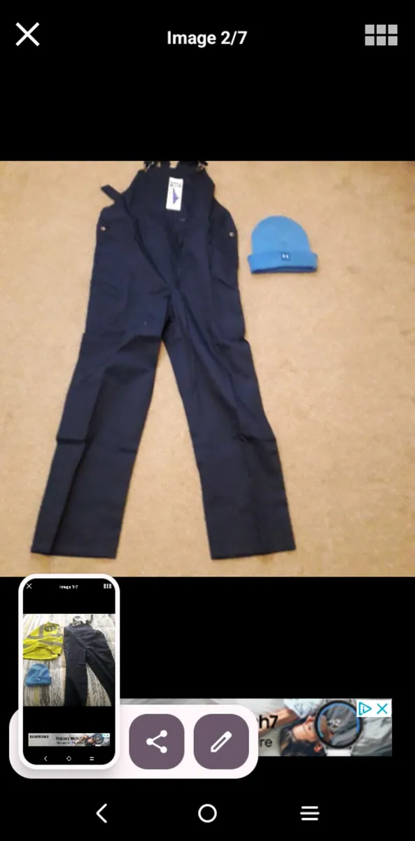 NEW  LARGE. OVERALLS. AND. THERMAL. HAT - Image 1