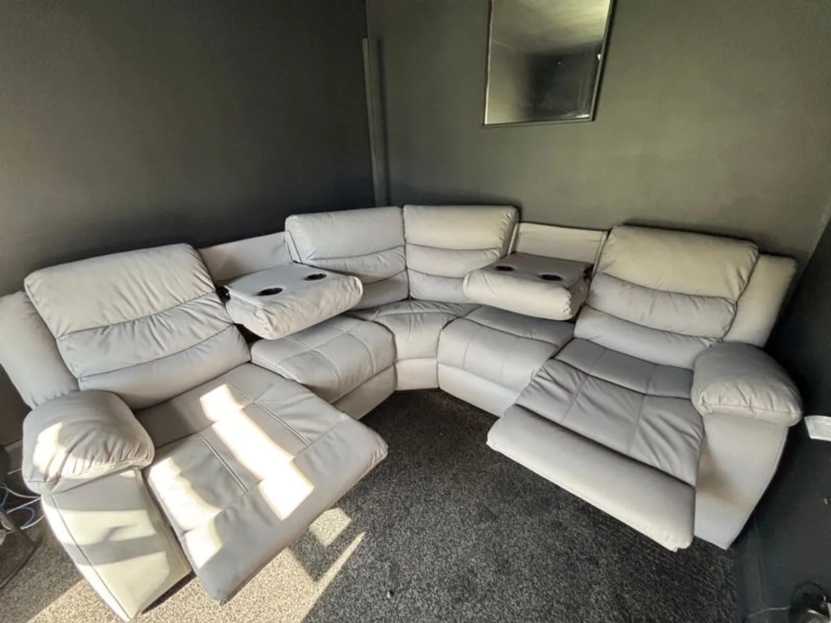 Corner double recliner Sofa with cup holders - Image 3