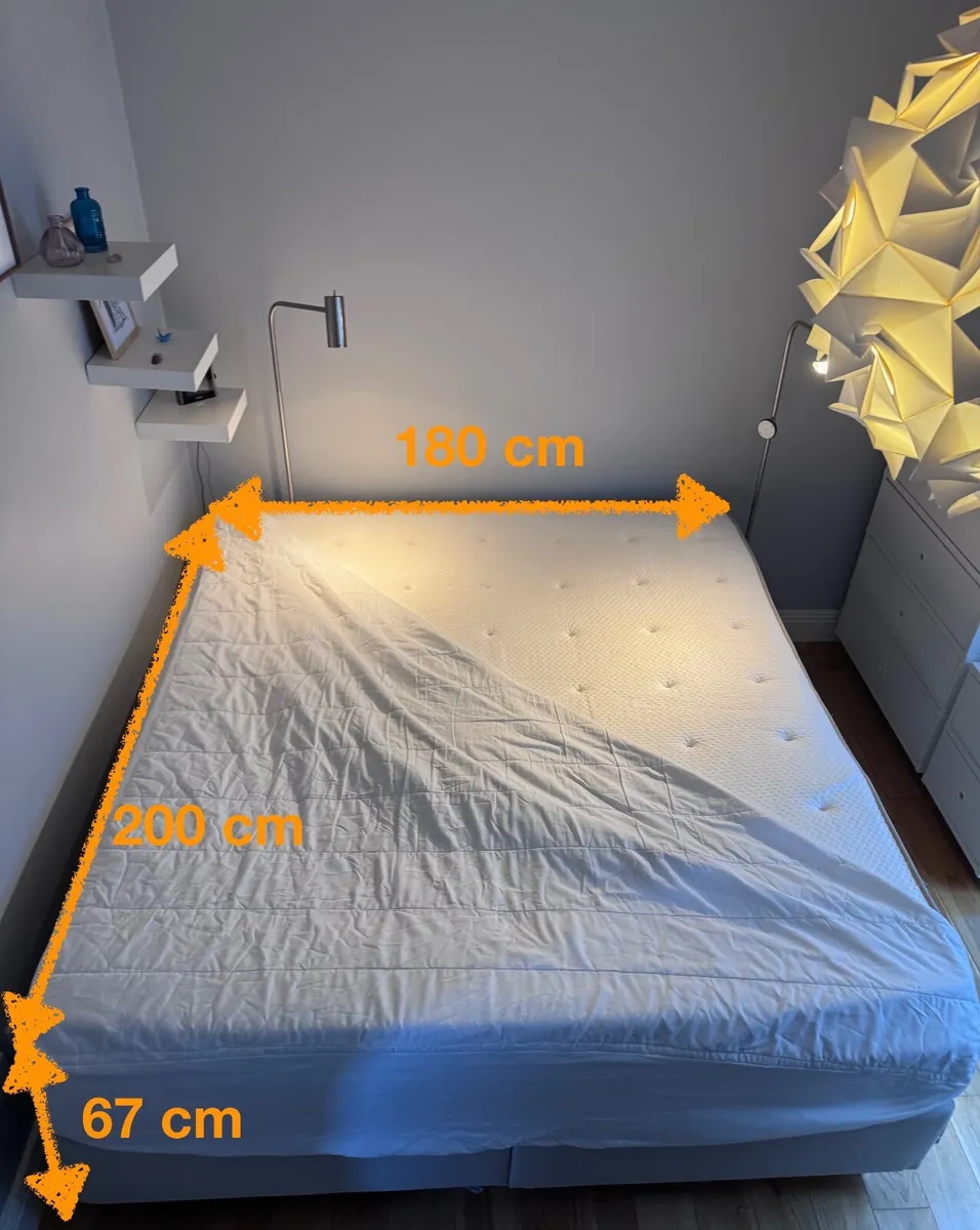 Super king bed, includes base, mattress and topper - Image 2