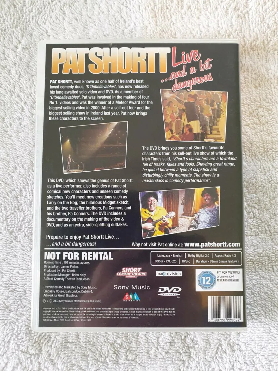 Pat Shortt Live and a Bit Dangerous 2003 Irish DVD - Image 2