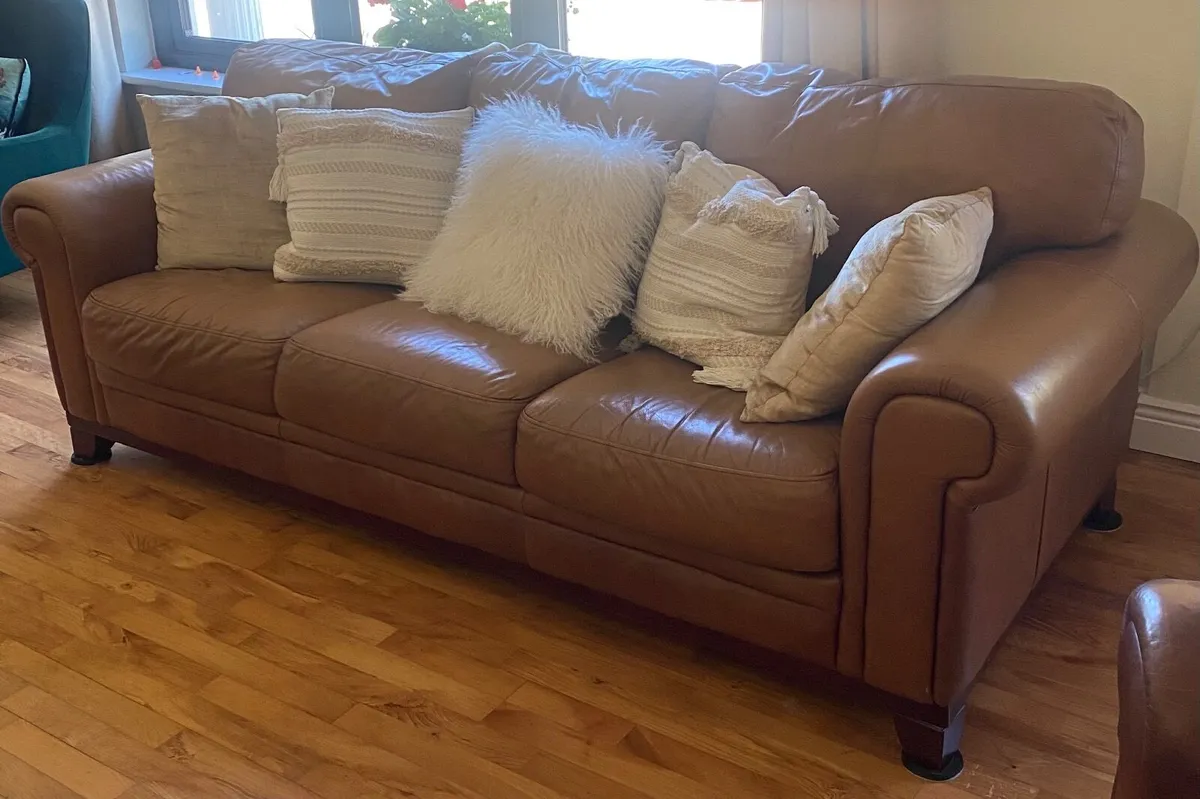 Three piece leather suite - Image 1