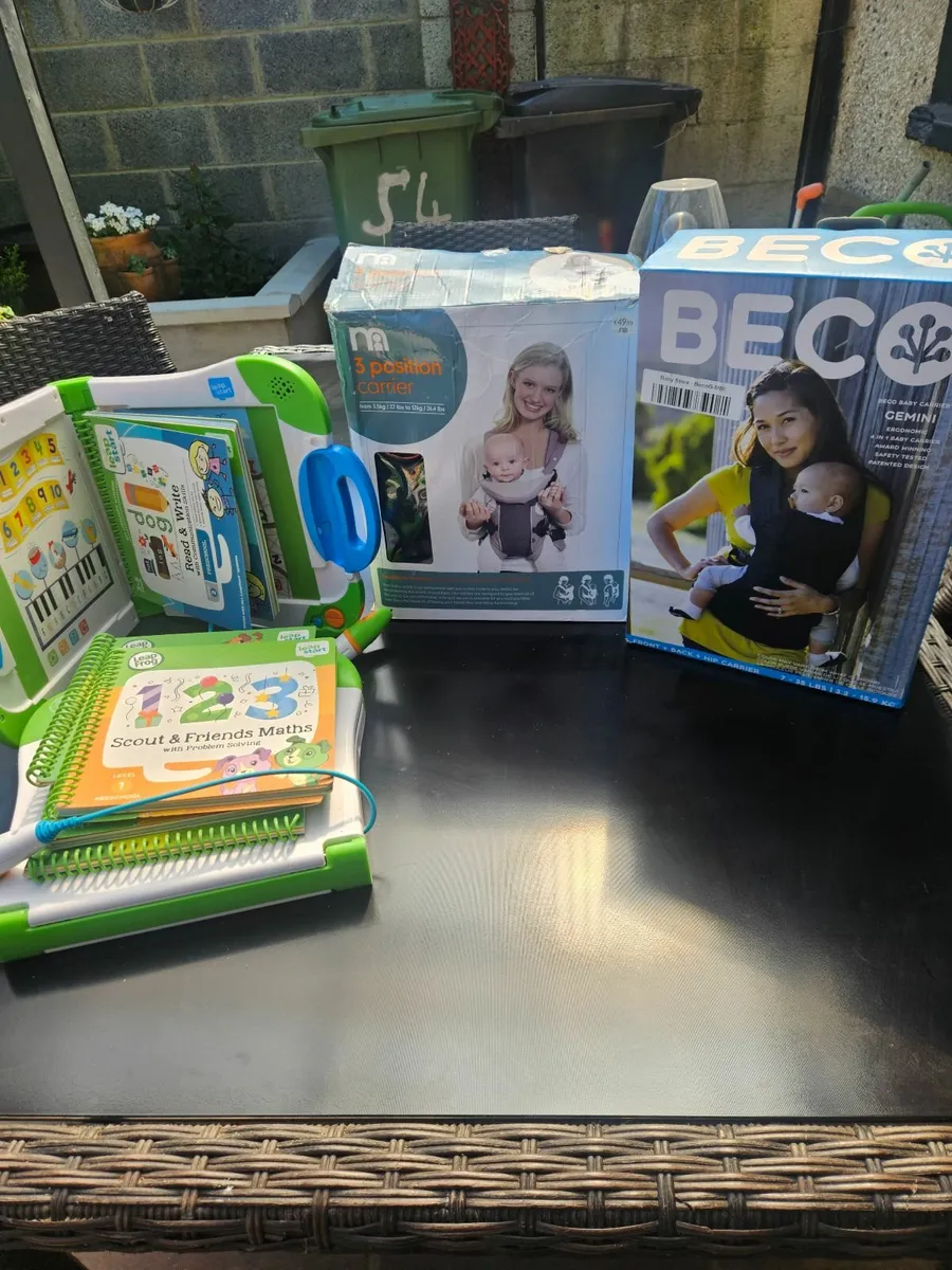 Cotbed + Baby carriers + 2 Leap Frog electronic st - Image 3