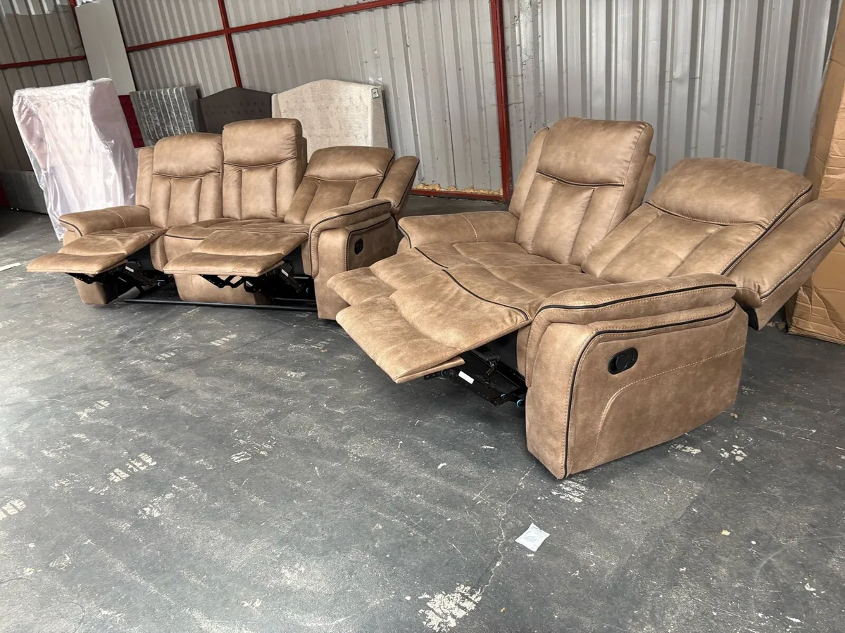 All recliner sofas available in 3+2+1 grey or brow - Image 3