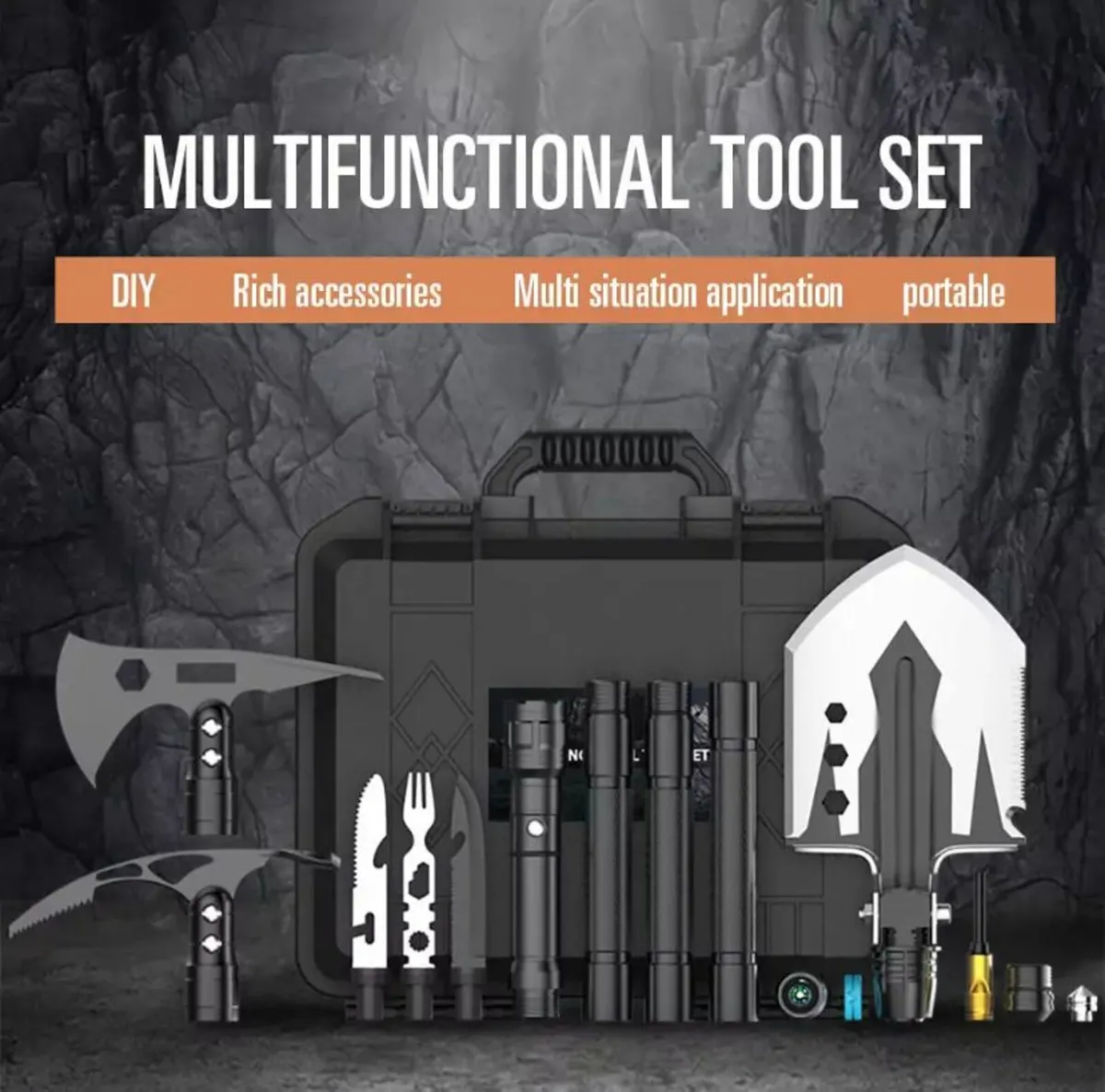 Multifunctional folding shovel and axle kit - Image 1