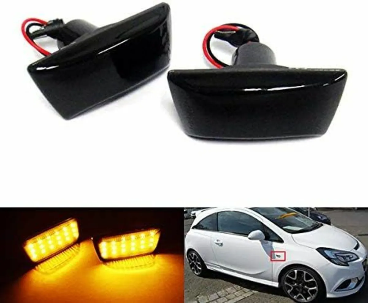 2x Black Smoked Lens Side Indicator Amber LED Mark