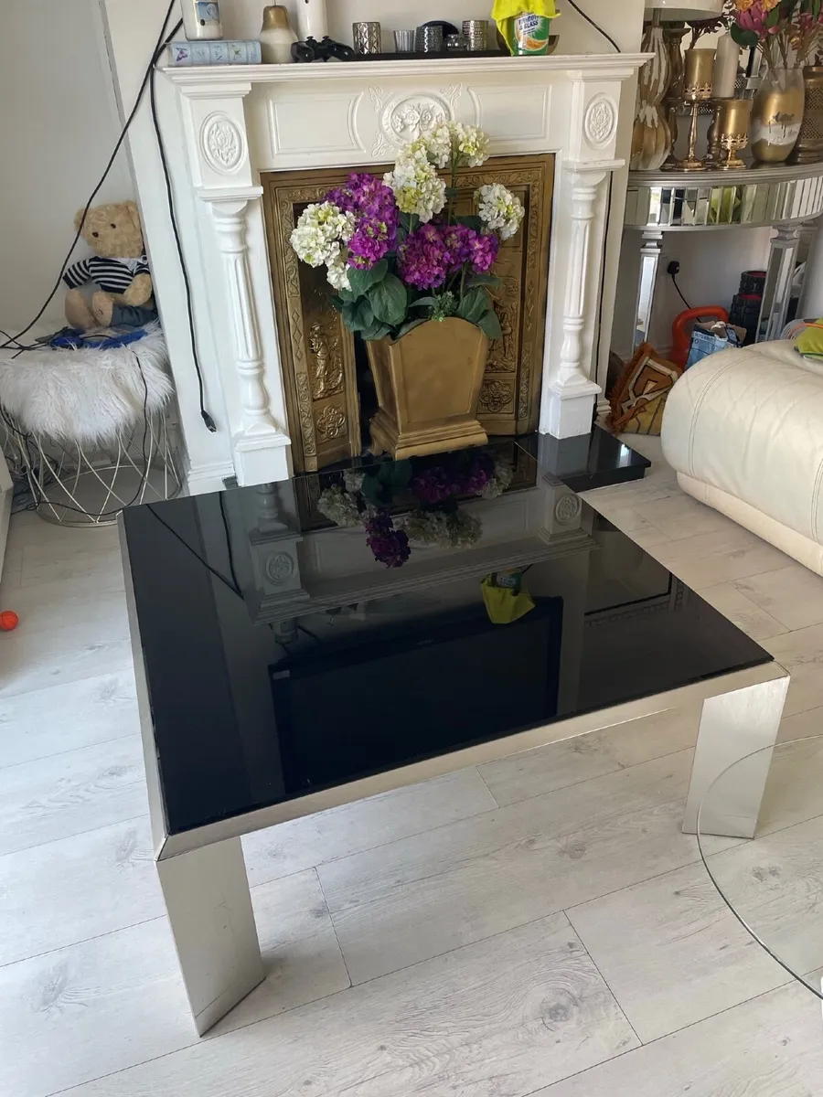 Black Glass Table with Steel legs - Image 1