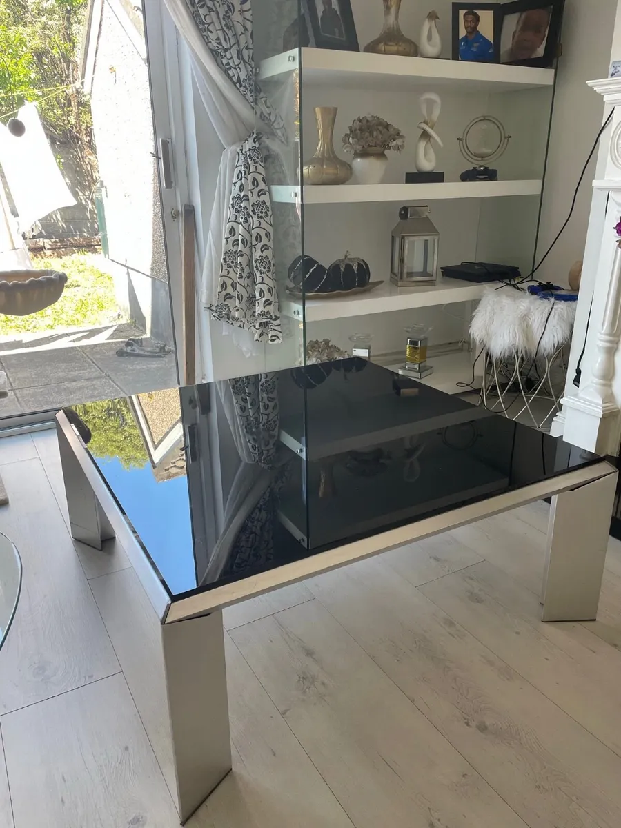 Black Glass Table with Steel legs - Image 2
