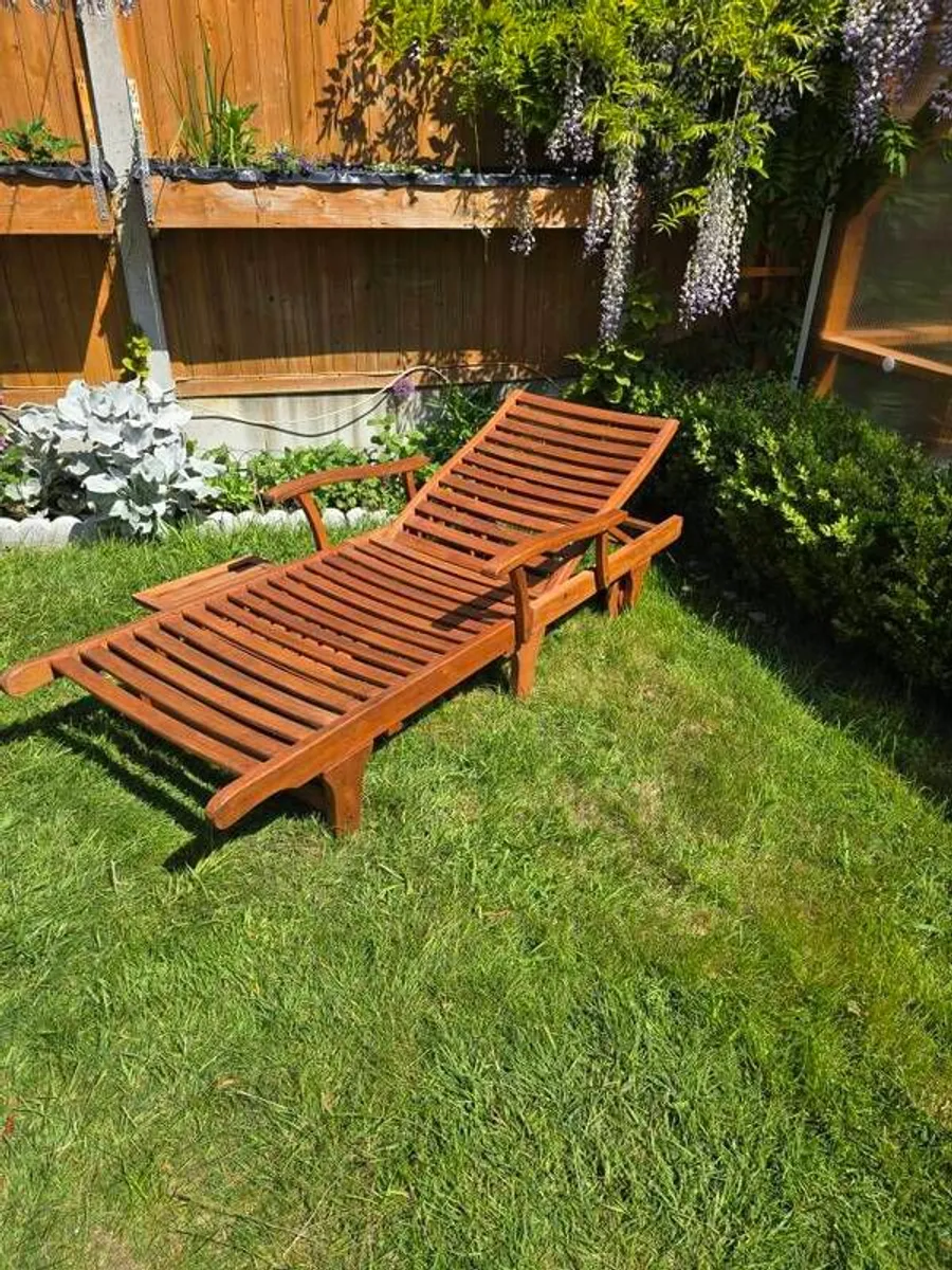 Sun lounger solid wood - Image 4