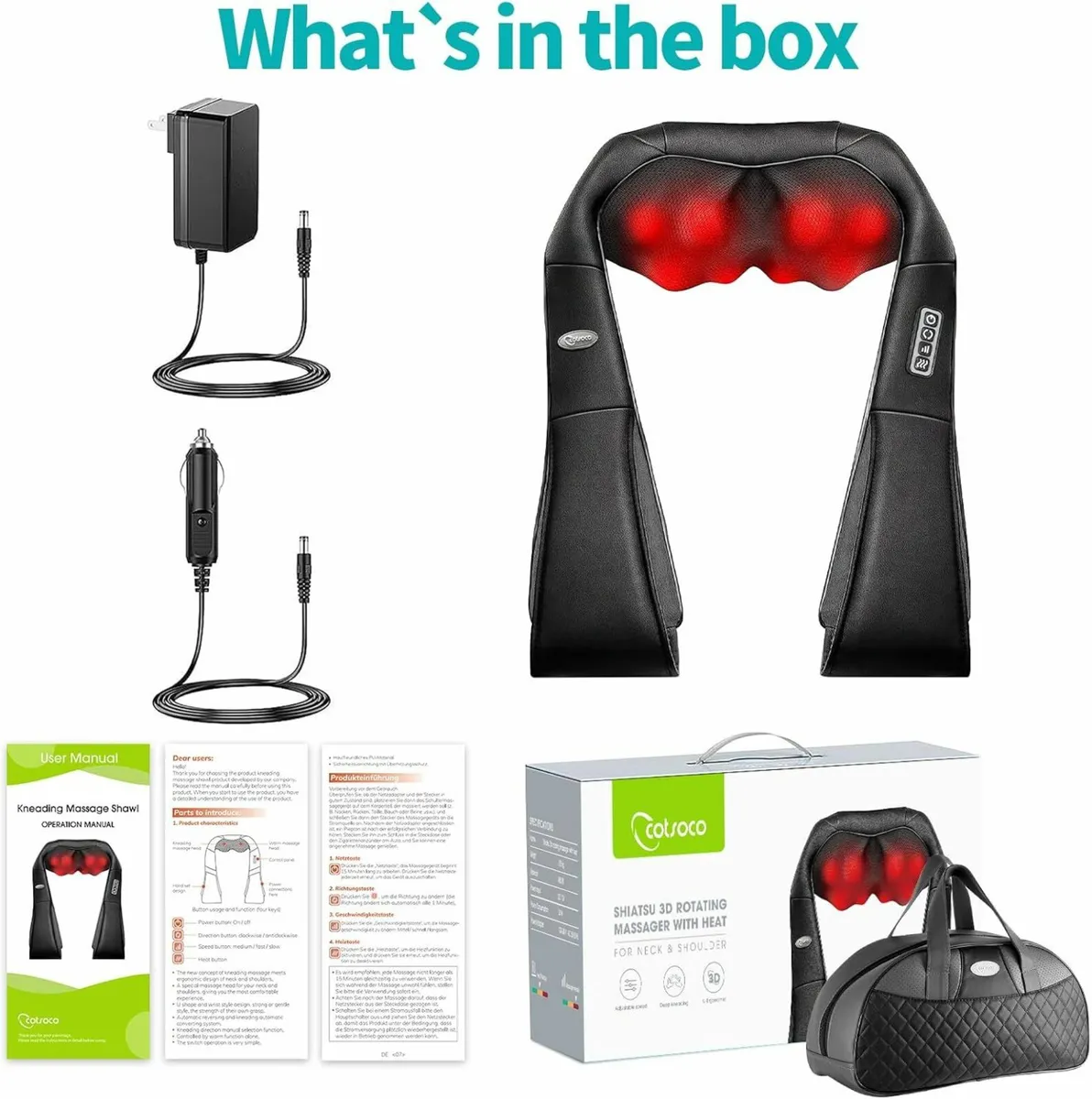 Back Neck and Shoulder Massager with Heat,Deep Ti