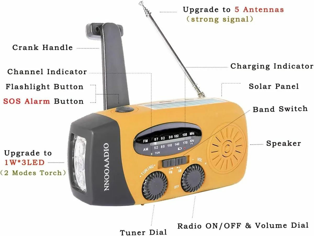 Wind Up Solar Radio, Survival Hand Crank Dynamo AM